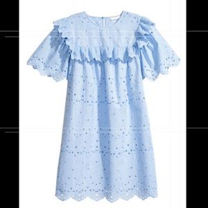 H&M short dress with broderie color light blue